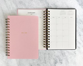 2024-2025 planner | hard cover planner 2025 | weekly planner | wire bound student planner | daily planner | hardcover, Pink