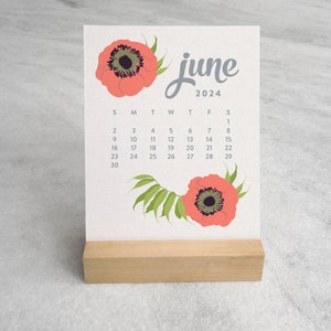 Wildflower Desk Calendar 2024 2024 Desk Calendar 2024 Calendar with Wood Stand, standard size Floral Calendar image 7