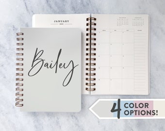 Personalized planner 2025 |  custom 2024-2025 planner | weekly agenda | monthly planner | daily planner | Soft Cover with Script