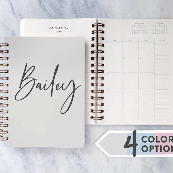 Personalized planner 2025 |  custom 2024-2025 planner | weekly agenda | monthly planner | daily planner | Soft Cover with Script