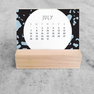 2024 Mini Desk Calendar Terrazzo Small Desk Calendar 2024 with wood stand Monthly Calendar, flip calendar image 9