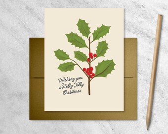 Holly Jolly Christmas Greeting Card | Original Illustration