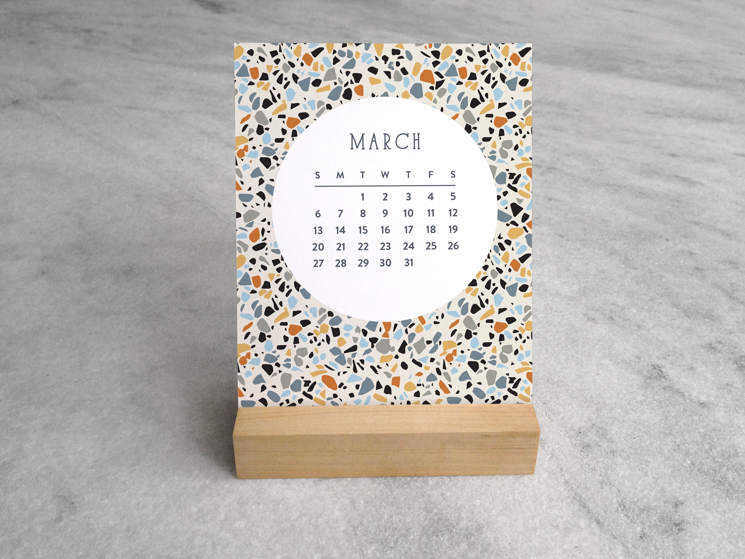 2022 Desk Calendar Terrazzo Desk Calendar 2022 Standard | Etsy
