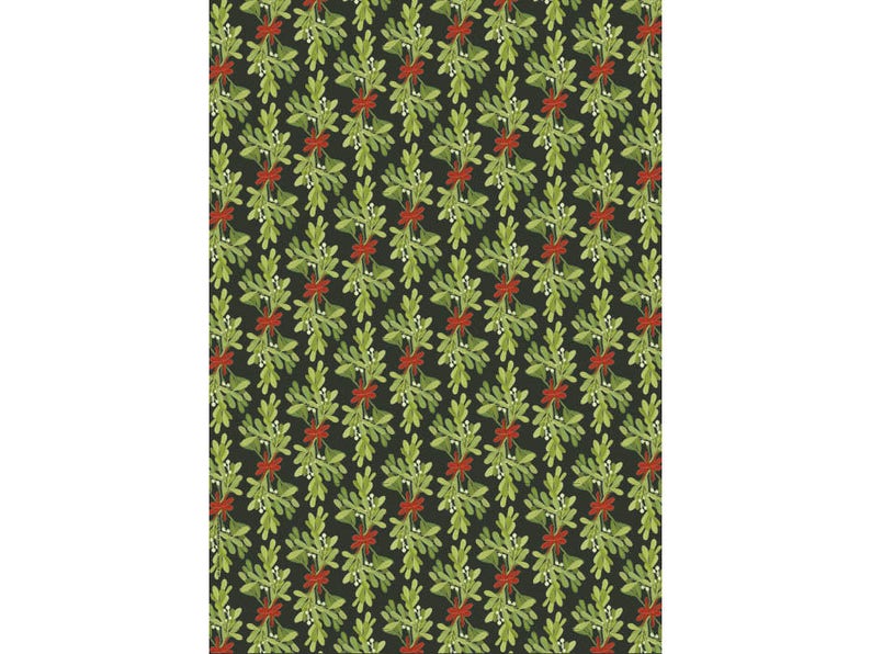 Mistletoe Gift Wrap fine Christmas wrapping paper flat sheet Etsy