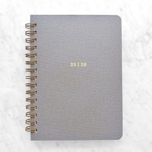 2025-2026 planner | personalized planner 2025-2026, weekly planner, mid year planner, student planner, daily planner | bookcloth cover, Gray