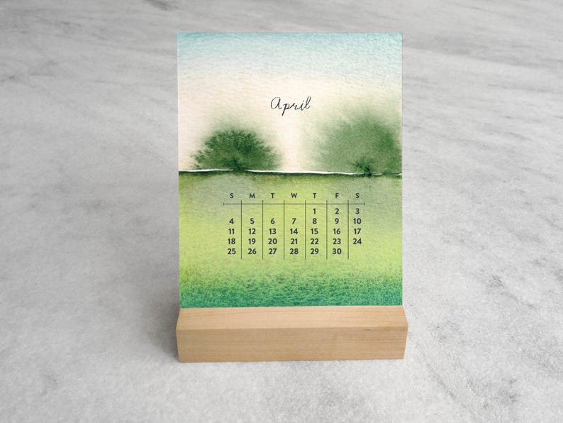 Landscapes Desk Calendar 2027 | 2027 Desk Calendar | 2027 Calendar with wood Stand | Standing Calendar, flip calendar, standard size image 5