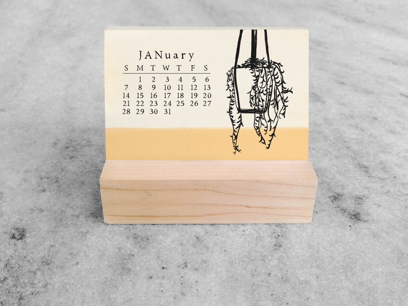 Houseplants 2024 Mini Desk Calendar Small Desk Calendar 2024 Monthly Calendar easel desk calendar, stocking stuffer image 1