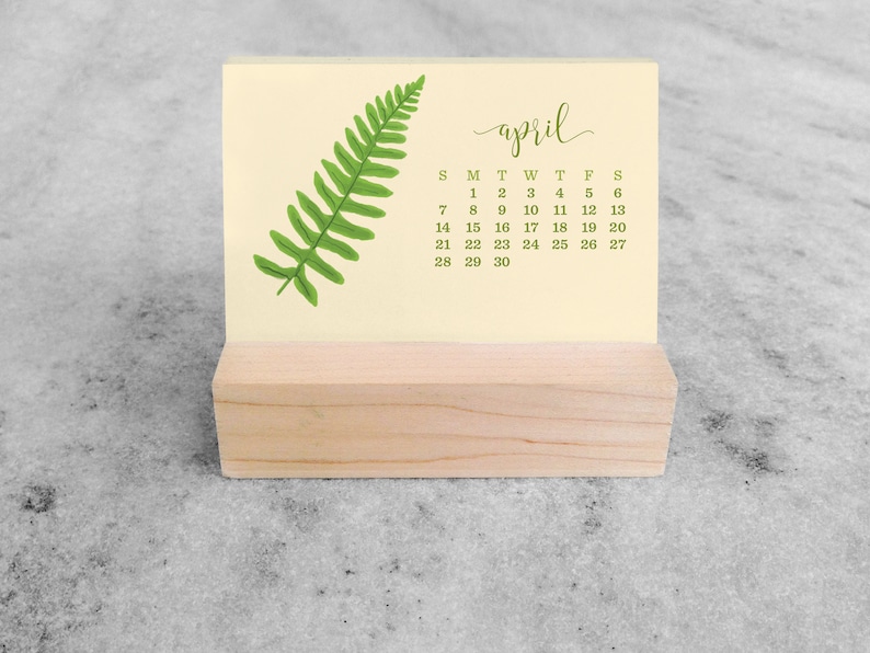 2024 Desk Calendar Mini Desk Calendar 2024 with Wood Stand, Ferns 2024 Calendar, stocking stuffer image 6