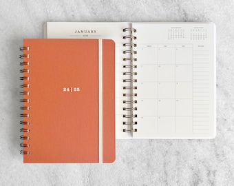 2024-2025 planner | weekly planner 2025 | monthly planner | wire bound daily agenda | hardcover planner | weekly agenda, Cayenne