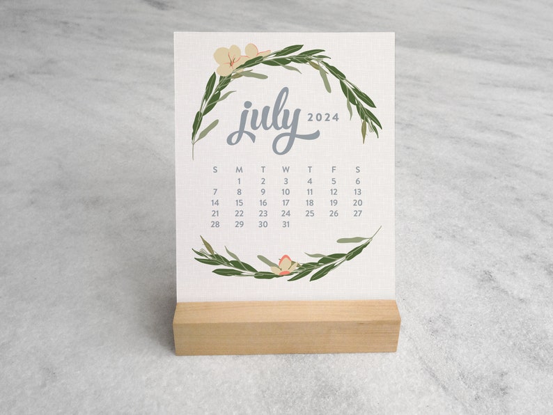 Wildflower Desk Calendar 2024 2024 Desk Calendar 2024 Calendar with Wood Stand, standard size Floral Calendar image 8