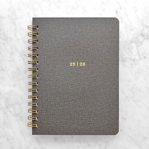 2025-2026 planner | personalized planner 2025-2026 | weekly planner | mid year student planner | daily planner | bookcloth cover, charcoal