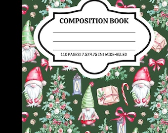 Composition Notebook | Christmas | 7.5&quot; X 9.25&quot; | Wide Ruled Lined 110 Pages | Cute School Supplies