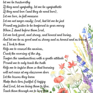 Teacher&#39;s Prayer - Instant Download, Scripture Print, Wall Print, Inspirational