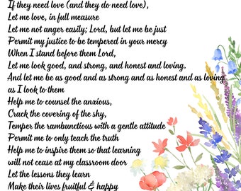 Teacher's Prayer - Instant Download, Scripture Print, Wall Print, Inspirational