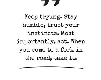 Yogi Berra Quote | Fork In the Road | Wall Print | Digital Download | Poster