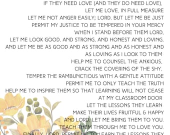 Teacher's Prayer - Instant Download, Scripture Print, Wall Print, Inspirational