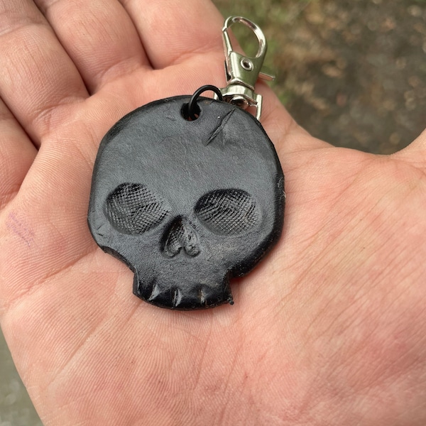 Leather Skull Keychain