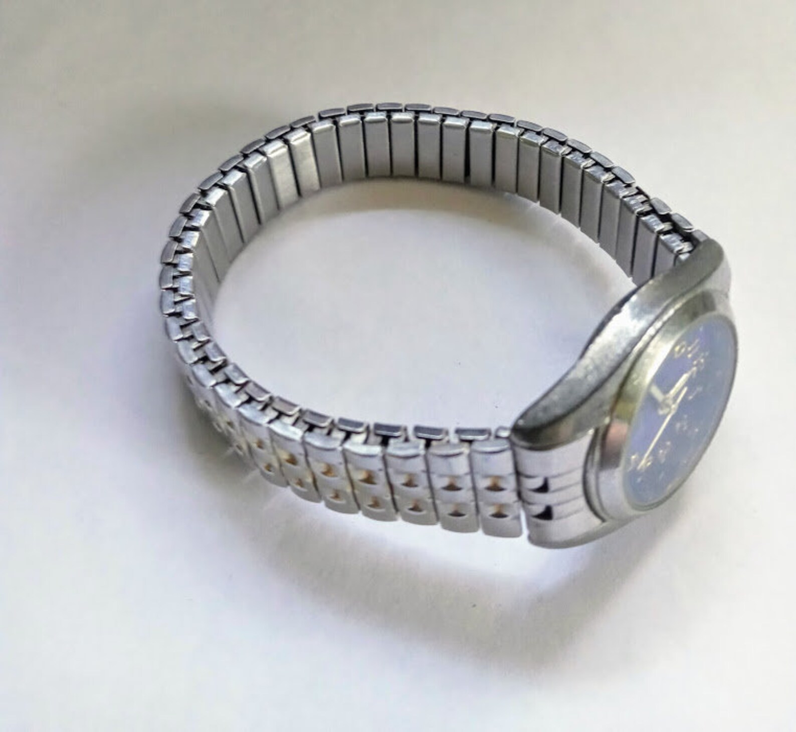 Vintage Stainless Steel Blue Face Analog Watch Flexible Band Etsy