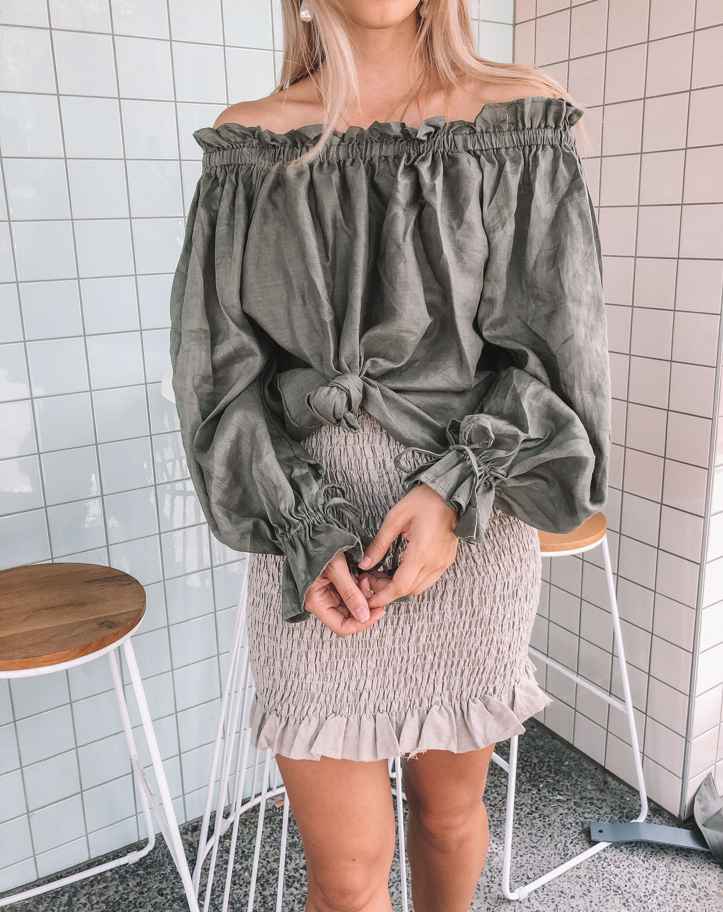 The Agnus Linen off Shoulder Blouse Top by LJC Designs - Etsy