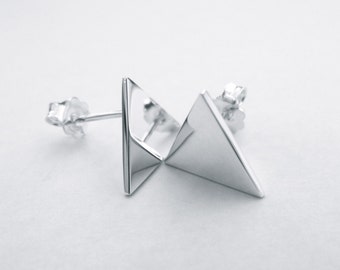 Sterling Silver Triangle Earrings - Silver Stud/Post Earrings