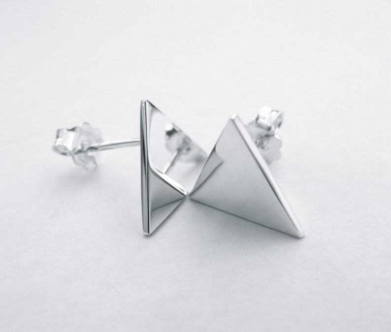 Sterling Silver Triangle Earrings Silver Stud/Post Earrings image 1