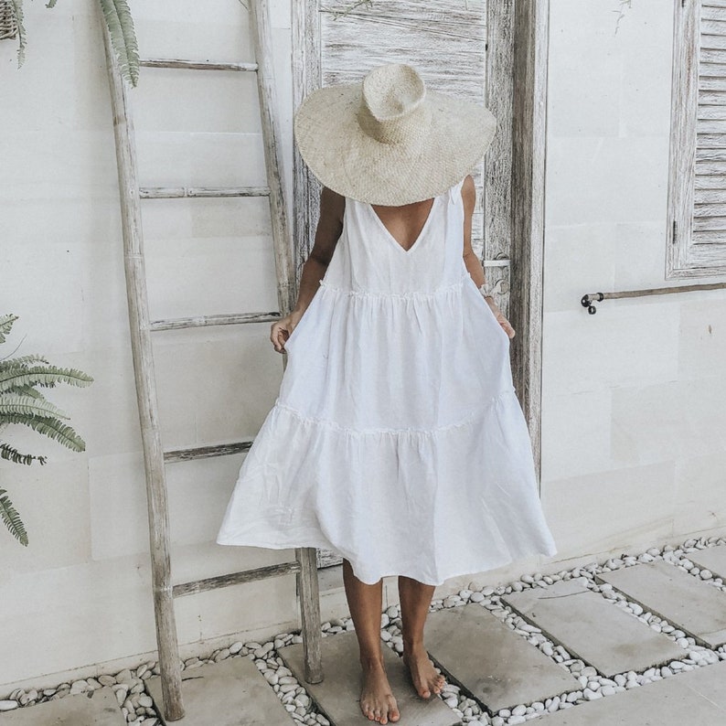 The OSTUNI Dress, Long Linen Tiered Frill Dress by LJC Designs image 1