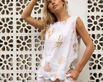 Roma Top - Printed Linen