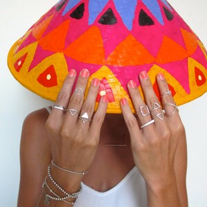 Sterling Silver Triangle Ring Stackable Hollow Triangle on Thin Silver ...