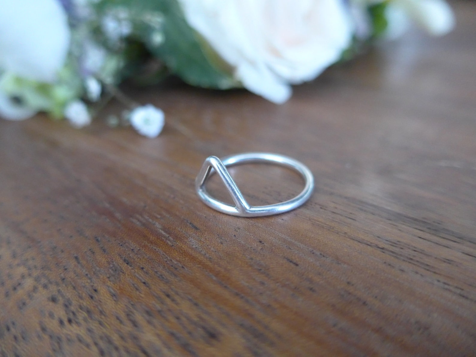 Sterling Silver Triangle Ring Stackable Hollow Triangle on - Etsy