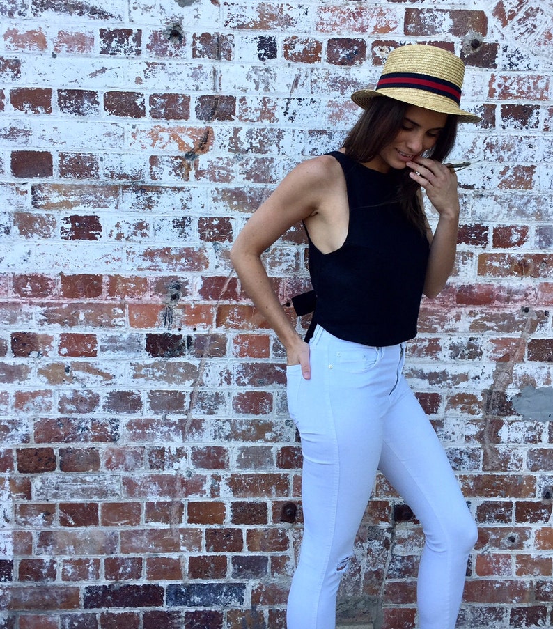 linen backless top