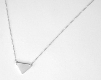 Silver Triangle Necklace - Delicate Silver Pendant on Fine Chain