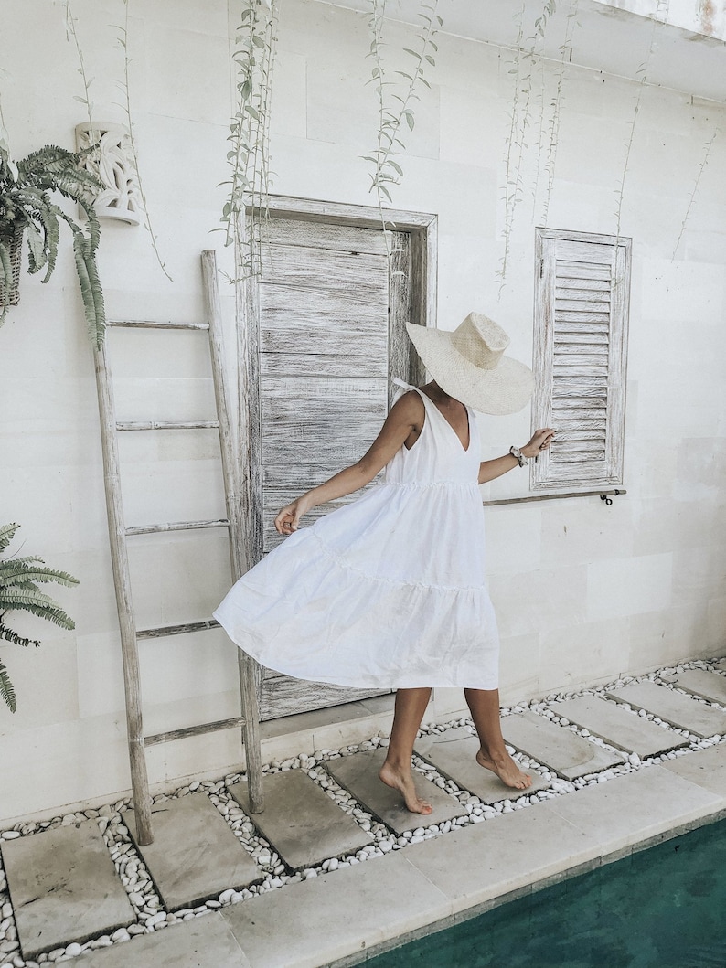 The OSTUNI Dress, Long Linen Tiered Frill Dress by LJC Designs image 3