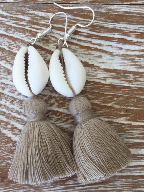 Navy tassel shop earrings