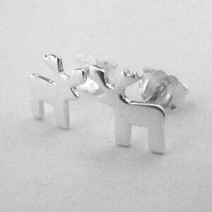 Christmas Reindeer Earrings, Sterling Silver Christmas Earrings image 2