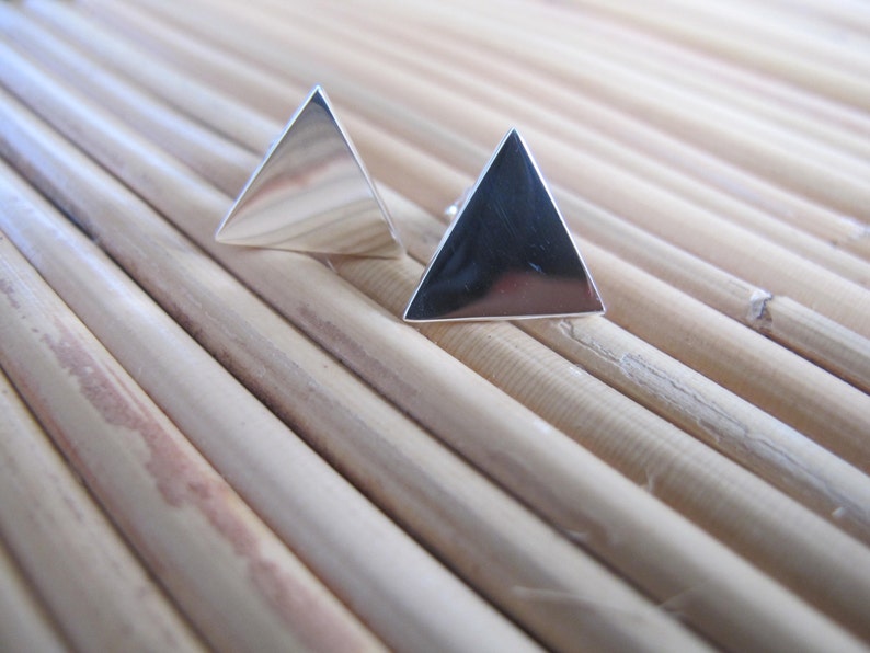 Sterling Silver Triangle Earrings Silver Stud/Post Earrings image 3