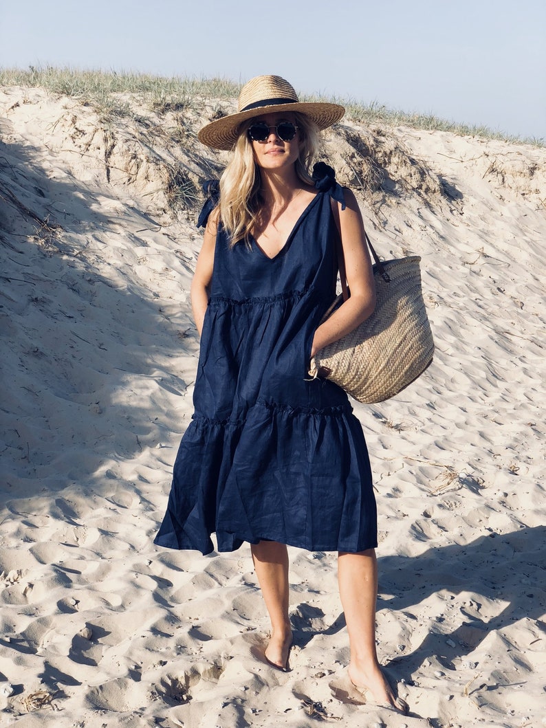 The OSTUNI Dress, Long Linen Tiered Frill Dress by LJC Designs image 7