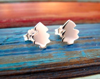 Christmas Tree Earrings, Sterling Silver Christmas Earrings