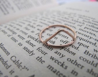 Rose Gold Triangle Ring - Stackable, Gold plated on Thin Rose Gold Band