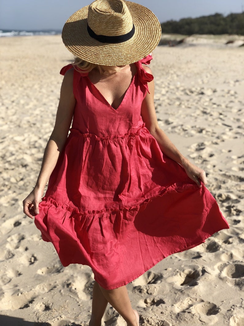 The OSTUNI Dress, Long Linen Tiered Frill Dress by LJC Designs image 6