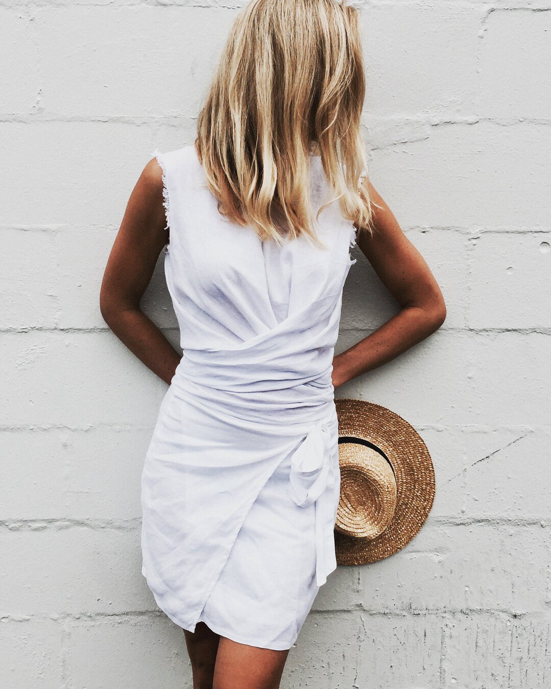 Ziggy Linen Top - Tie Styling Detail, White Linen, Wrap Top, Linen Tie ...