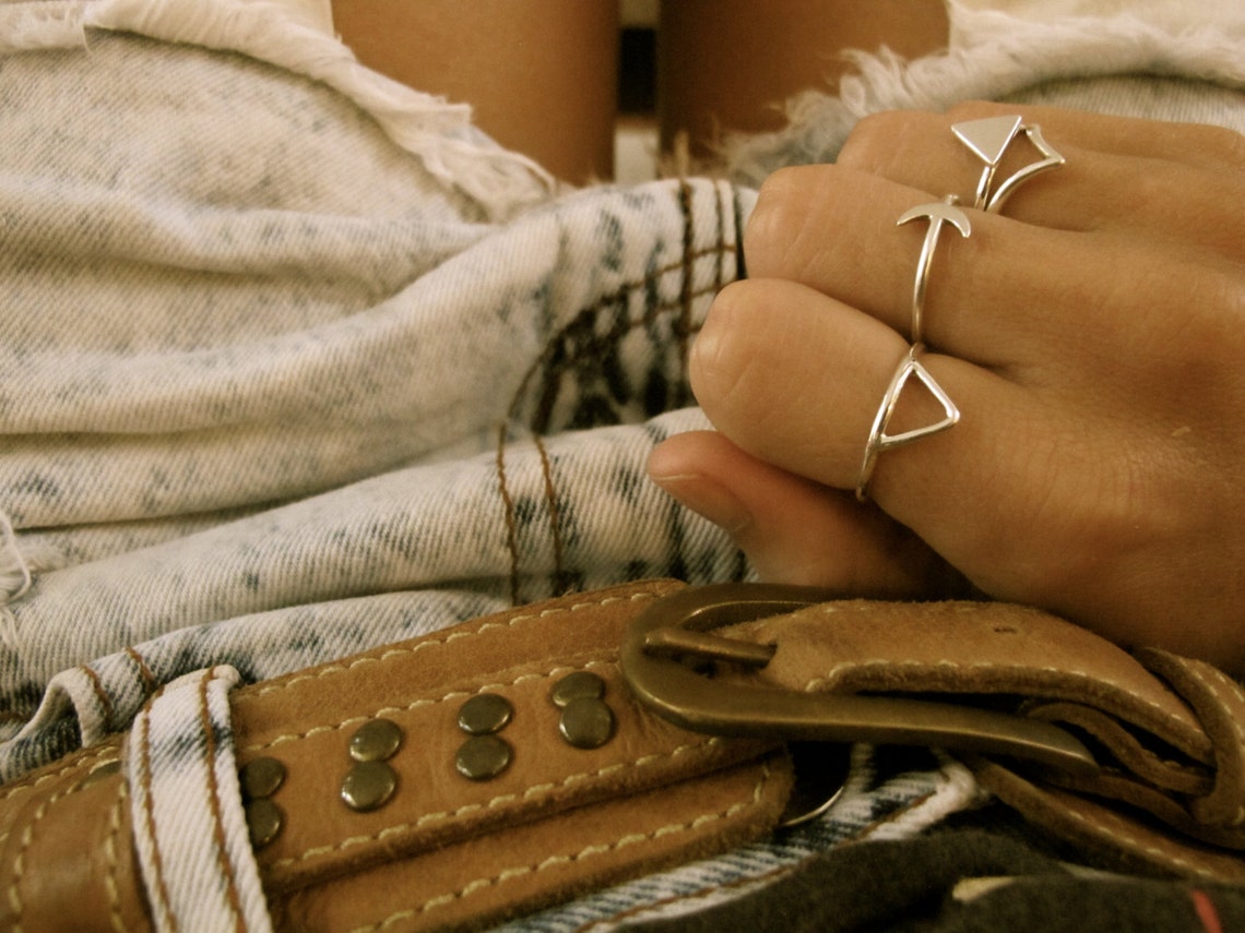 Sterling Silver Triangle Ring Stackable Hollow Triangle on | Etsy