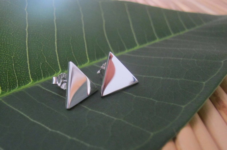 Sterling Silver Triangle Earrings Silver Stud/Post Earrings image 4