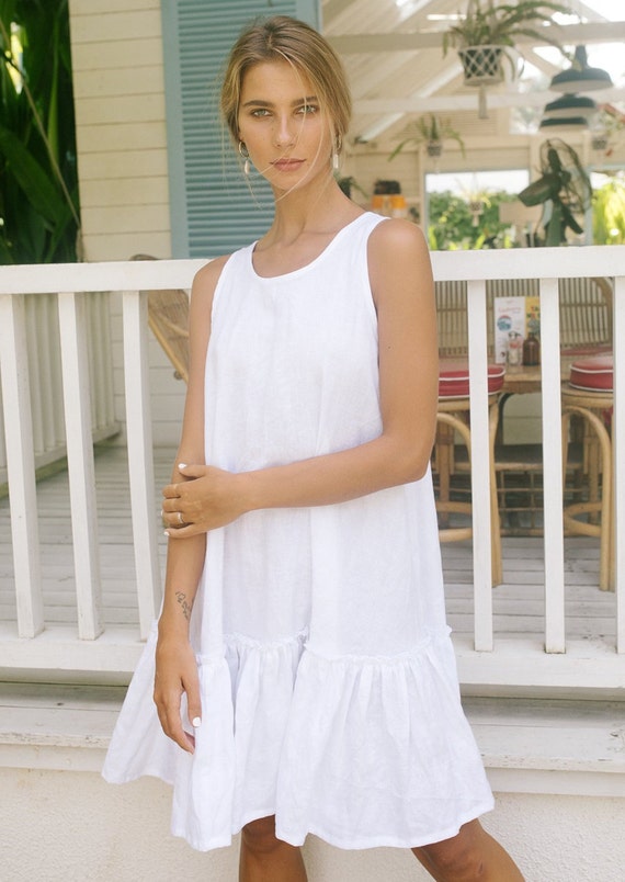 annie ruffle shoulder strap layered hem mini dress white Annie Ruffle Shoulder Strap Layered Hem Mini Dress White