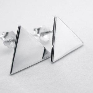 Sterling Silver Triangle Earrings Silver Stud/Post Earrings image 2