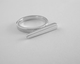 Bullet Ring Sterling Silver Ring - Thick Silver Band with Solid Sterling Silver Bullet Pendant