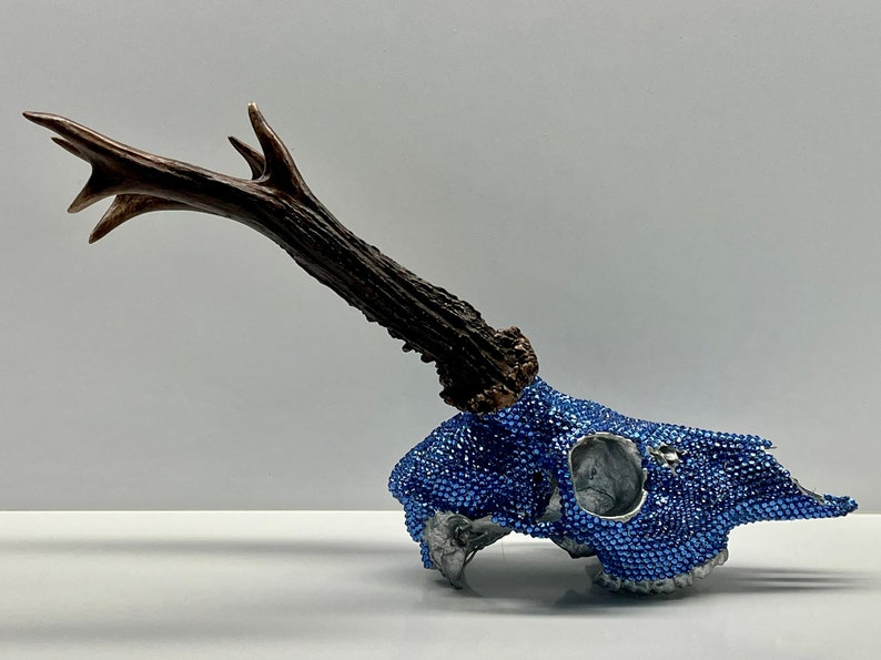 Swarovski Rhinestone Crystal Deer Skull Sapphire Etsy