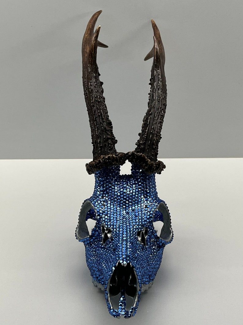 Swarovski Rhinestone Crystal Deer Skull Sapphire Etsy