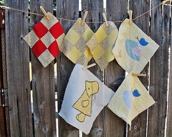 Vot of 6 !950s Quilt Squares for Sewing Quilting Framing