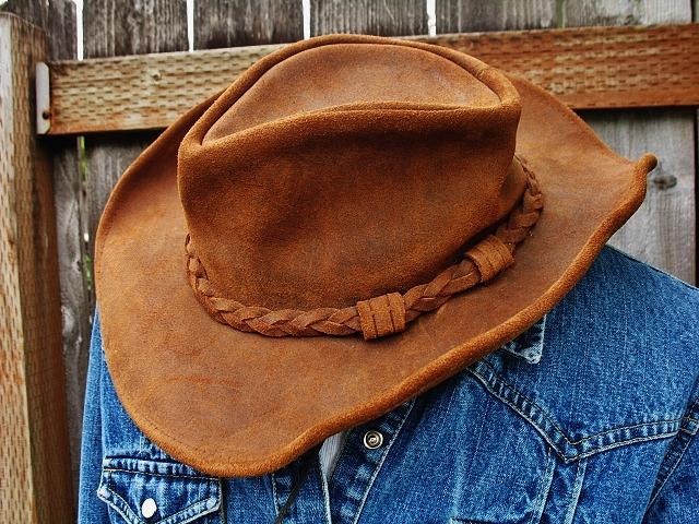 Boho Hippie Minnetonka Outback Dark Leather Hat Medium