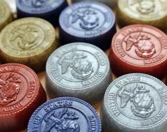 6 Military Soap / Soap with US Marine Corps Emblem / Party Favors / Military Medallion Soap